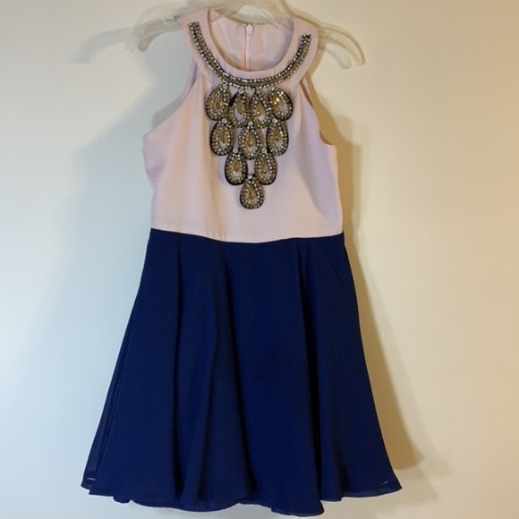 NWOT Pippa&Julie Crystal Embellished Chiffon Dress - Picture 2 of 12